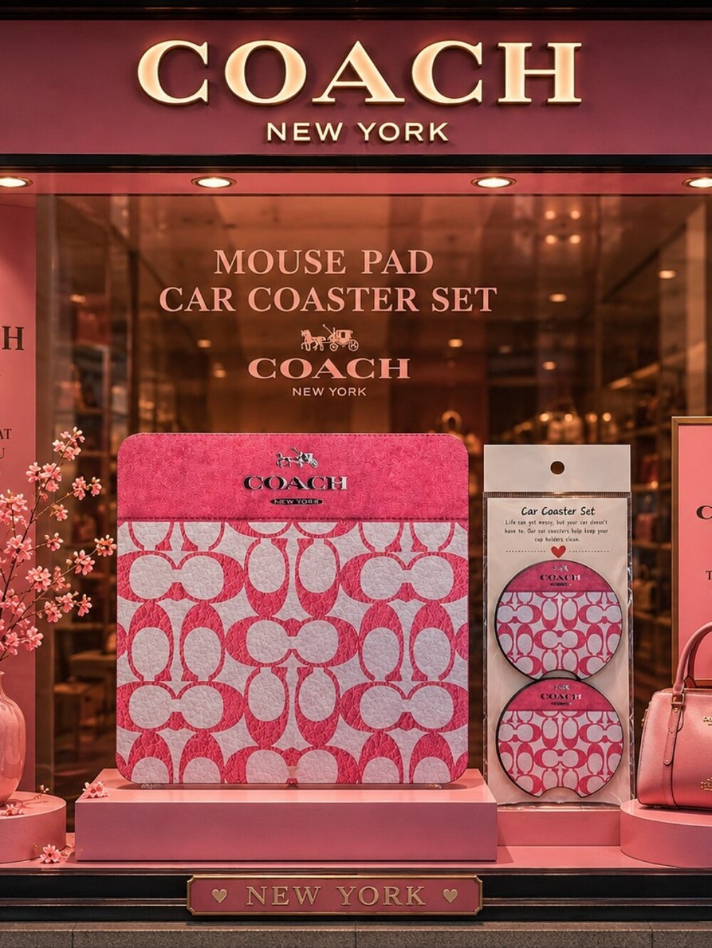 Coach Mouse Pad with Matching Car Coaster Set